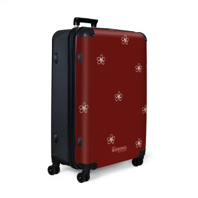 Afbeelding van NoBoringSuitcases.com® Koffer groot Reiskoffer lichtgewicht Rode achtergrond met witte bloemen Rolkoffer 4 wielen Grote trolley XL 98 liter bagage