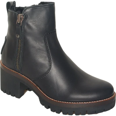 Afbeelding van Panama Jack Pauline Enkellaarsjes met plateauzool, Dames, Maat: 42, Black Leer