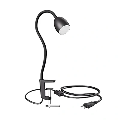Afbeelding van ledscom.de GU10 klemlicht KLUK met zwanenhals, zwart incl. GU10, warm wit, 6,826W 630lm
