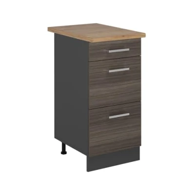 Afbeelding van Vicco Keukenonderkast R Line, Edel grijs/Antraciet, 40 cm met laden, WB Eik