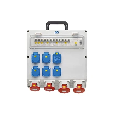 Afbeelding van as Schwabe wandverdeler klaar voor aansluiting uitgang 5 x Schuko, 2 CEE (400 V/16 A/5 polig), V/32 USB bouwstroomverdeler NYM J tot 16 verdeelkast IP44,