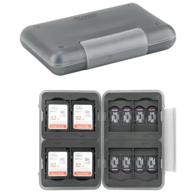 Afbeelding van PROfezzion Waterbestendig Geheugenkaarthouder Case Anti shock SD Card Klein voor 8 SDHC SDXC Kaarten, micro Box Portemonnee Grijs