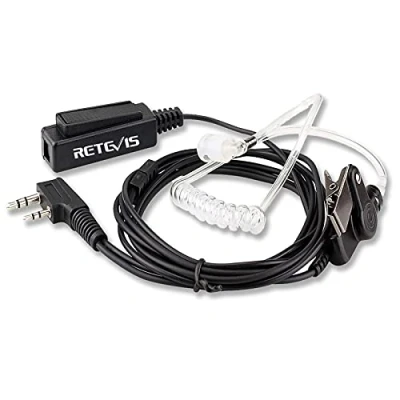 Afbeelding van Retevis 2 pins Portofoon headset Compatibel met RT24 RT27 RT22 RT28 BF 88E 888S Kenwood TK 3401D TYT Walkie talkies Koptelefoon Beveiliging Oortelefoon Geluidsbuis (1 St.)
