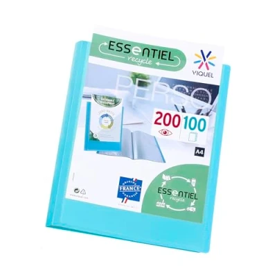 Afbeelding van Viquel Showmap A4 200 weergaven ESSENTIEL Personaliseerbare documentenmap Gemaakt in Frankrijk 100 gladde kwaliteitshoezen Turquoise blauw