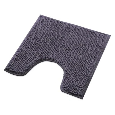 Afbeelding van Badmat Grijs Badkamer Tapijt kan gecombineerd worden tot een set Antislip &amp; Maschinewasbaar Toiletmat 45x45cm MET WC Uitsparing