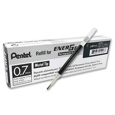 Afbeelding van Pentel LRP7 AX Navulling voor EnerGel pennen, 12 stuks, 0,7 mm, zwart