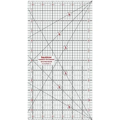 Afbeelding van Liquidraw patchwork liniaal, acryl, imperiaal sjabloon, transparant, 15,2 x 61 cm, 45,7 30,5 cm