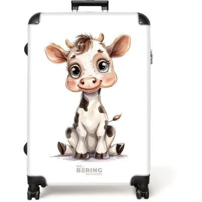 Afbeelding van NoBoringSuitcases.com® Koffer groot Reiskoffer lichtgewicht Baby koe Rolkoffer met 4 wielen Grote trolley XL 98 liter bagage