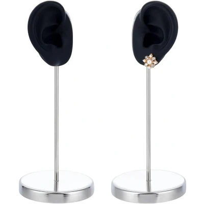 Afbeelding van Inovra Earring Display Stand Zwart Oorvormige Oorbellenhouder met Ronde Basis Sieradenorganizer voor Vrouwen Oorbellenopslag
