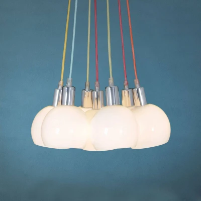 Afbeelding van näve Hanglamp Rainbow Bowl E14 max. 40 W, metaal/glas, chroom/wit/multicolour, l: 120 cm