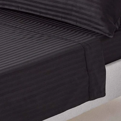 Afbeelding van Homescapes Damast laken zonder elastiek 240 x 275 cm, zwart 100% Egyptisch katoen