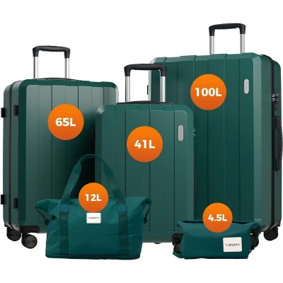 Afbeelding van VALLSERO LG1 trolley kofferset (M,L,XL) harde Shell koffer ABS Hard met TSA slot 4 Wielen Grote Capaciteit 5 delige Set Handbagage Reiskoffer Lichtgewicht