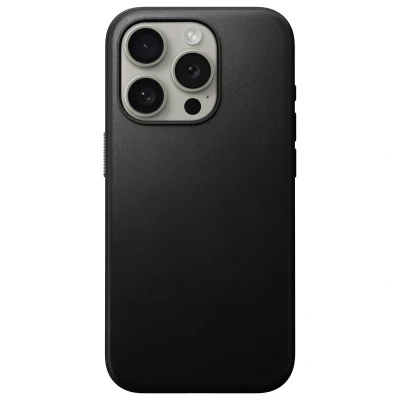 Afbeelding van Nomad Modern Leather Case Magsafe iPhone 15 Pro zwart NM01613985