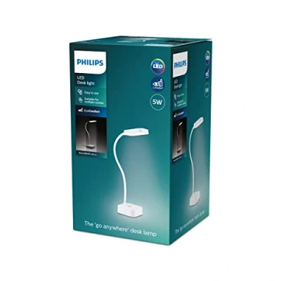 Afbeelding van Philips LED Rock Bureaulamp [Koel Wit Licht 5000K Wit] 5W Opladen met USB. voor Thuis Binnen, Werk, Studie, Leesverlichting