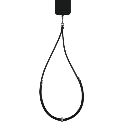 Afbeelding van iDeal of Sweden Cord Phone Strap Universal Telefoonkoord Universeel Coal Black Zwart
