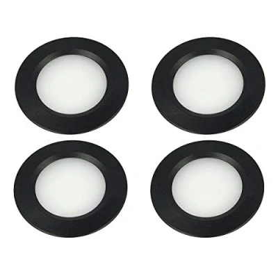 Afbeelding van LEDLUX, 4 stuks, mini led inbouwspots, rond, smal, 3 W, DC 12 V, 24 boring 50 mm, spots voor keuken, badkamer, camper (zwart, 3000 K)
