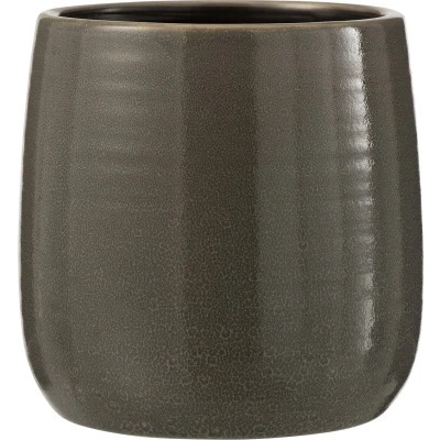 Afbeelding van J Line bloempot Effen keramiek grijs large Ø 16.50 cm