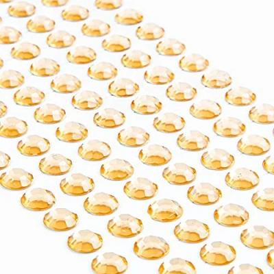 Afbeelding van Movoja Gouden strassteentjes, ronde glitterstenen, 147 stuks, 10 mm, zelfklevend voor het versieren en knutselen, sierstenen om op te plakken, decoratieve stenen, knutselstenen, goud