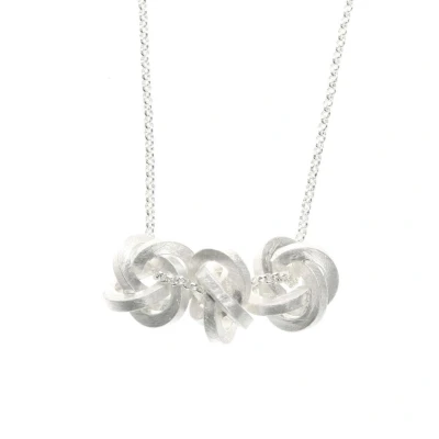 Afbeelding van Behave Ketting zilverkleur met 3 knoop hangers