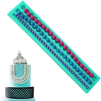 Afbeelding van Chostky DIY Siliconen String Of Pearl Fondant Cake Suiker Koekjes Plakken Kraal Dessert Kant Sneak Chocolade Schimmel Klei Silicagel Mould Decorating Bakken Tools