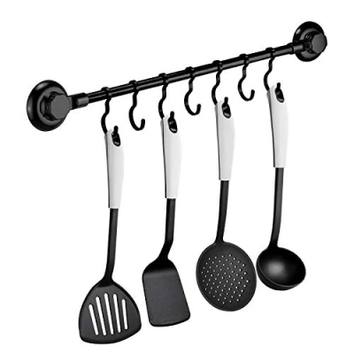 Afbeelding van MaxHold Boren/Zuignap Gebruiksvoorwerp Rack met 7 Haken Vaccum System Roestvrij Staal Nooit Roest Zwart voor Badkamer &amp; Keuken