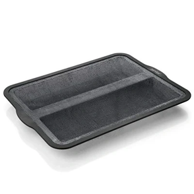 Afbeelding van Zenker Baguette bakvorm 36 x 26 cm, hoogwaardige glasvezelversterkte siliconen met vaste nylon rand, baguettevorm uitstekende antiaanbakeigenschappen, ideaal voor thuis (kleur: zwart)