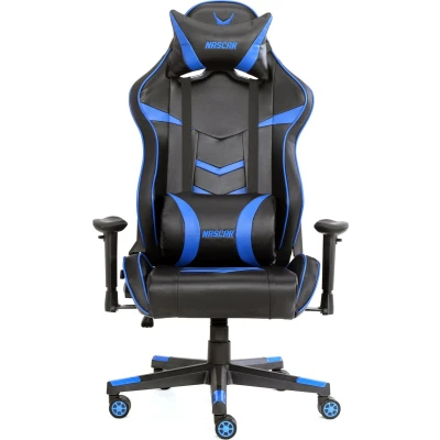 Afbeelding van Varr Nascar PC gamestoel Gestoffeerde gevoerde zitting Zwart, Blauw