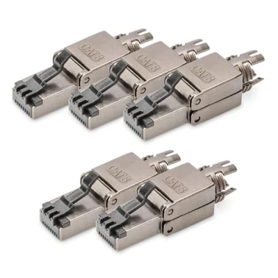 Afbeelding van DIGITUS Netwerk connector Cat 8.1 5 stuks 360 afgeschermd RJ45 veldconnector Cat8 zonder gereedschap 2000 MHz 25GBase T / 40GBase 25 Gbit/s 40 AWG 26/7 tot 22/1