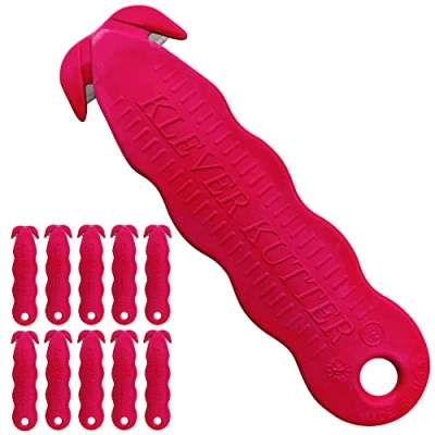 Afbeelding van Klever Innovaties KCJ 1R Veiligheidssnijder, Geavanceerde Plastic Polymeren, 4 5/8&quot;, Rood (Pack van 10)