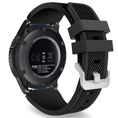 Afbeelding van MoKo Watch Band Compatible with Galaxy 3 45mm/Galaxy 46mm/Gear S3 Frontier/Classic/Huawei GT2 Pro/GT2e/GT 46mm/GT2 46mm/Ticwatch Pro 3, 22mm Silicone Strap, BLACK