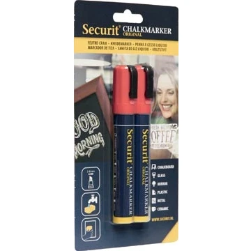 Afbeelding van Securit krijtmarker medium, blister met 2 stuks, rood