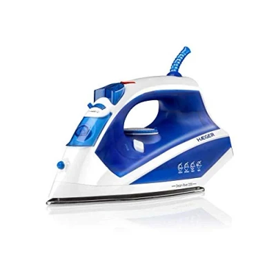 Afbeelding van HAEGER Steam River Stoomstrijkijzer, 2.200 W, basis van roestvrij staal, anti kalksysteem, druipt en zelfreinigend, verticale stoom, stoomregelaar, 30 g, inhoud 260 ml