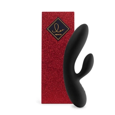 Afbeelding van FEELZTOYS LEA Rabbit Vibrator Zwart Glitter GRATIS TOY bij iedere bestelling v.a. 40,