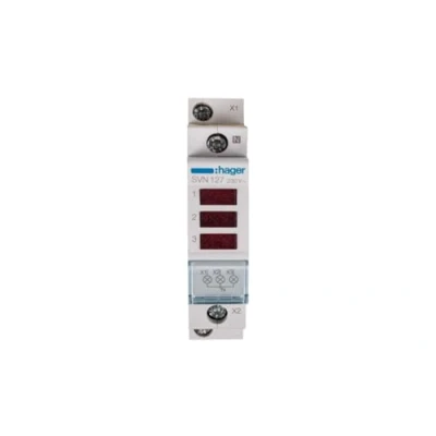 Afbeelding van Hager led signaalmodule svn127 3x rood rechthoekig 230v ac lichtbron ip20 kunststof grijs
