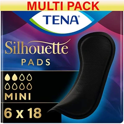 Afbeelding van Tena Silhouet Noir Pads Mini 6 verpakkingen van 18