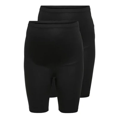 Afbeelding van ONLY MATERNITY zwangerschaps biker short set van 2 zwart