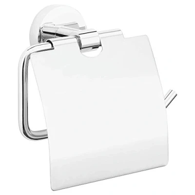 Afbeelding van tesa® Exxcellent toiletrolhouder met klep, zelfklevend, verchroomd, chique ontwerp, 52 mm x 140 134