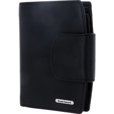 Afbeelding van bruno banani Leren Portemonnee New York Wallet with Flap Black Zwart