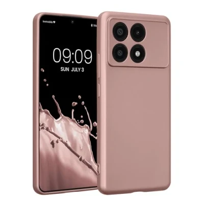 Afbeelding van kwmobile metallic telefoonhoesje van TPU geschikt voor Xiaomi Poco X6 Pro 5G Flexible case smartphone In roségoud