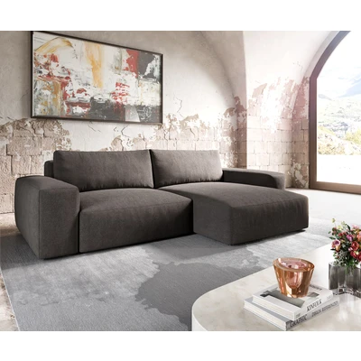 Afbeelding van Hoekbank Lanzo XL microvezel kaki bruin 270x180 cm variabele rugleuning