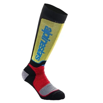 Afbeelding van Alpinestars 2024 MX Plus Jeugd Crosssokken Zwart / Rood Licht Blauw maat M/L