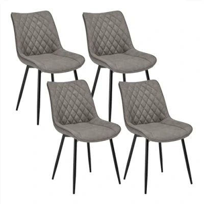 Afbeelding van WOLTU 4 eetkamerstoelen van kunstleer en metaal, woonkamerstoelen donkergrijze keukenstoelen BH210dgr