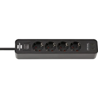 Afbeelding van Ecolor 4 voudige stekkerdoos met USB oplaadaansluiting (stopcontact 2x C, schakelaar en 1,5