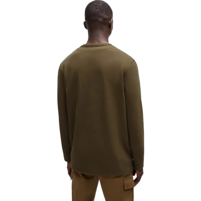 Afbeelding van HUGO BOSS heren Tempesto longsleeve met structuur en logo in de kleur Mosgroen, maat: XXXL