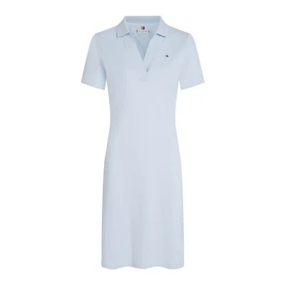 Afbeelding van TOMMY HILFIGER Dames SLIM OPEN NK POLO JURK WW0WW42567, Blauw, S, Blauw (Breezy Blue), S
