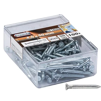 Afbeelding van Connex Ankernagels 4,0 x 50 mm 100 stuks verzinkt geprofileerde schacht opslag in praktische kunststof doos ideaal voor dragende verbindingen/groefnagels/kamnagels / HV4510
