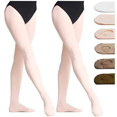 Afbeelding van DANCEYOU 2 Paar Ballet Maillot Dans Kousen Balletpanty Danslegging voor Meisjes, Kinderen en Vrouwen zonder voetgat roze L