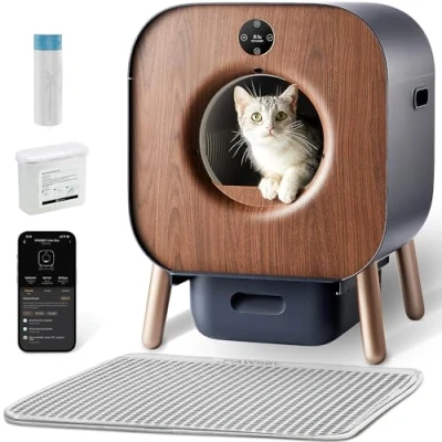 Afbeelding van PAWBBY P1 Ultra Kattenbak, zelfreinigend, zelfreinigend kattentoilet, TÜV certificering, anti klem /plantendeodoriserend design, app bediening, extra groot voor meerdere katten