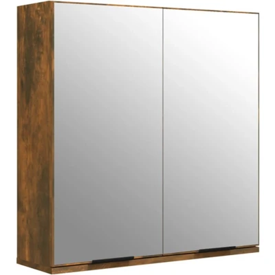 Afbeelding van vidaXL Badkamerkast met spiegel 64x20x67 cm gerookt eikenkleurig