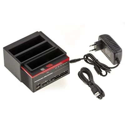Afbeelding van KALEA INFORMATIQUE Triple Docking Station met 2 SATA poorten en een IDE 2.5 3.5 poort naar USB 3.0. HDD Dock Kloneringsfunctie 3A voeding